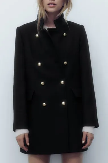 Double Breasted Stand Collar Coat