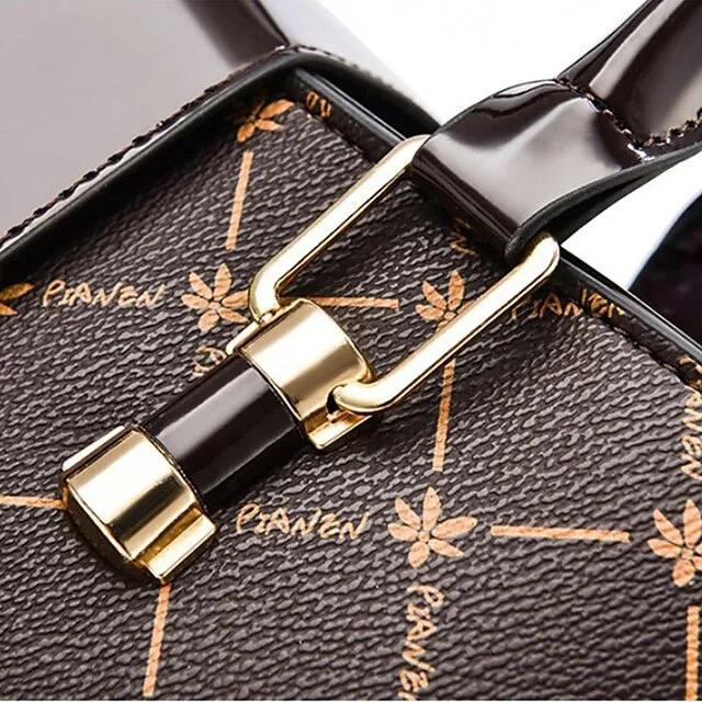 Women's Handbag Crossbody Bag PU Leather Daily Bowknot Large Capacity Plaid dark maple leaf with coffee Light Maple with Naturals Dark Maple with Naturals