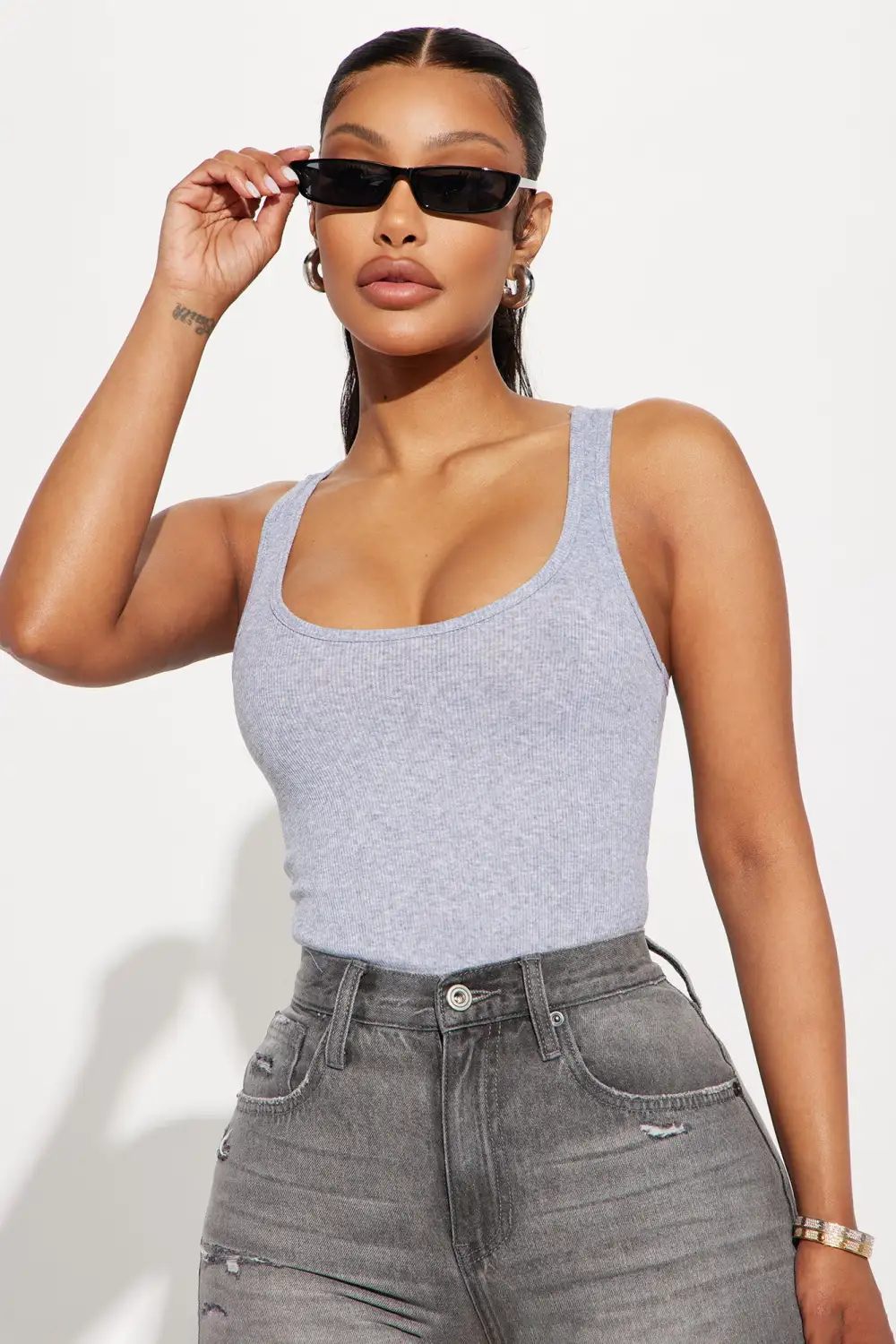 Zoey Racer Back Tank - HeatherGrey