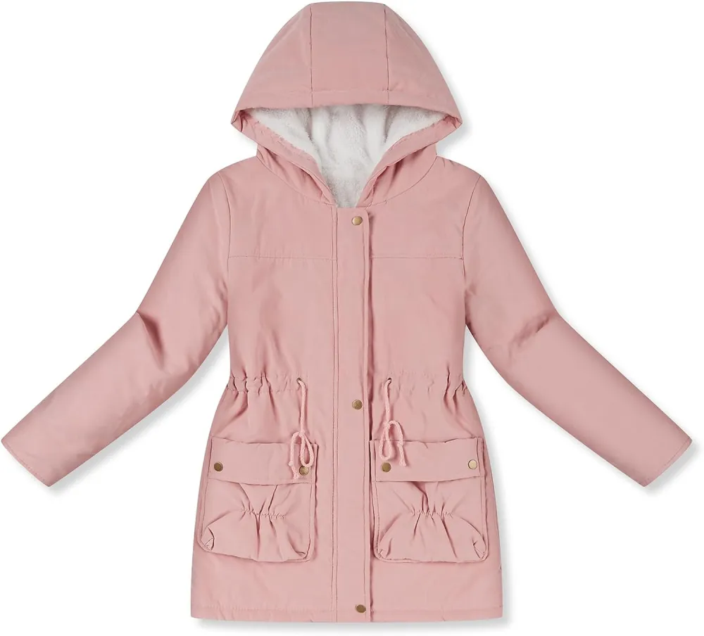 Women's Winter Mid Length Thick Warm Faux Lamb Wool Lined Jacket Coat