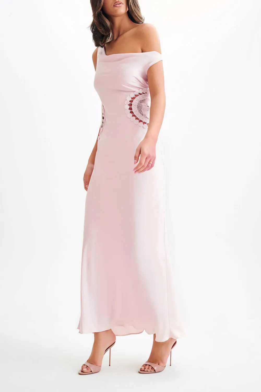 Satin Maxi Dress With Crochet