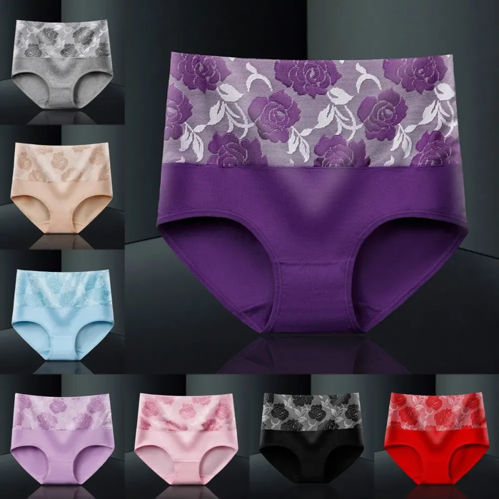 (🔥Last Day Promotion-SAVE 50% OFF) --Cotton High Waist Tummy Control Leak proof Panties Rose Jacquard Ladies Panty Multipack(3PCS/SET)-BUY 2 SETS GET 10% OFF & FREE SHIPPING