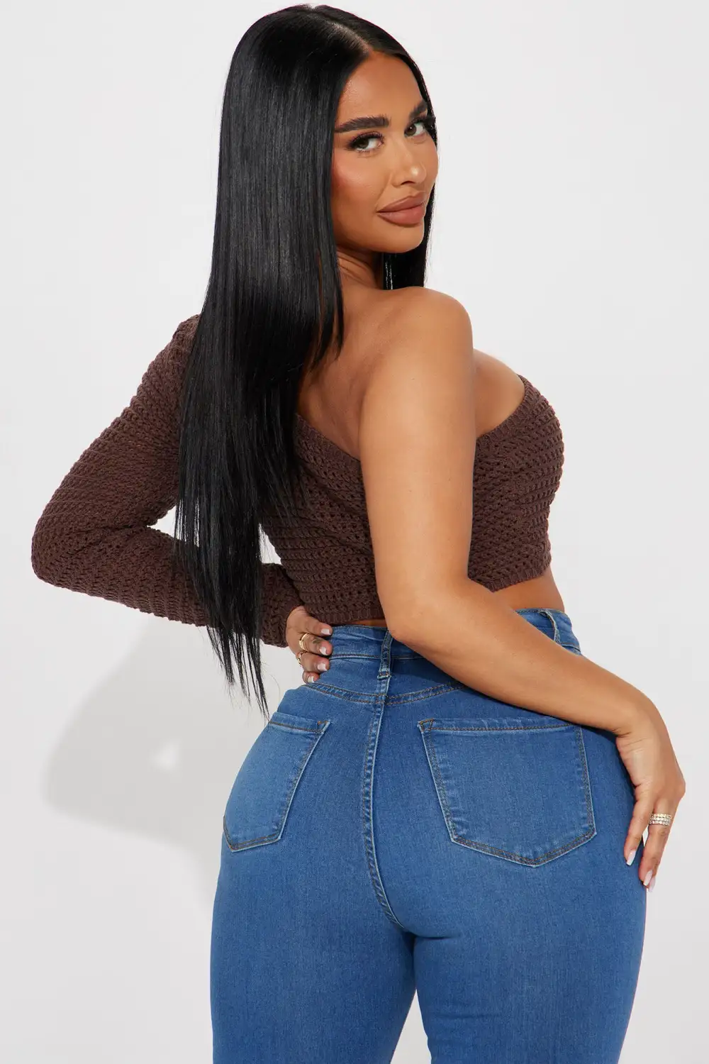 Lorinda One Shoulder Top - Chocolate