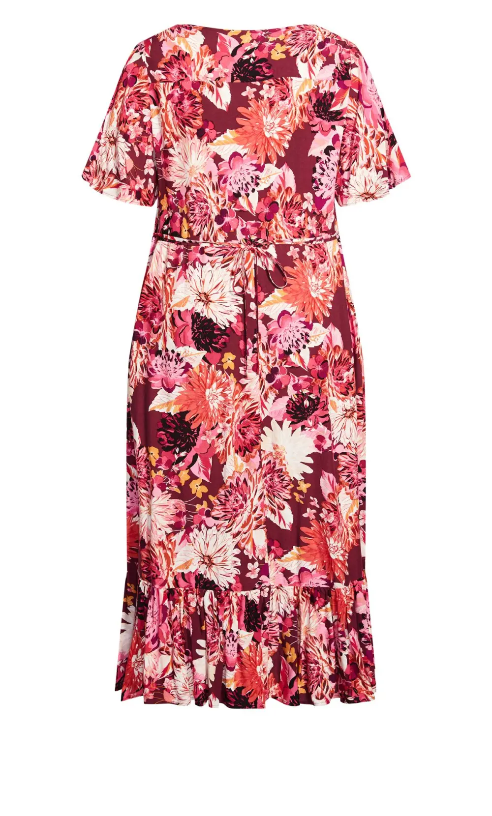Evans Pink Floral Frill Hem Midaxi Dress
