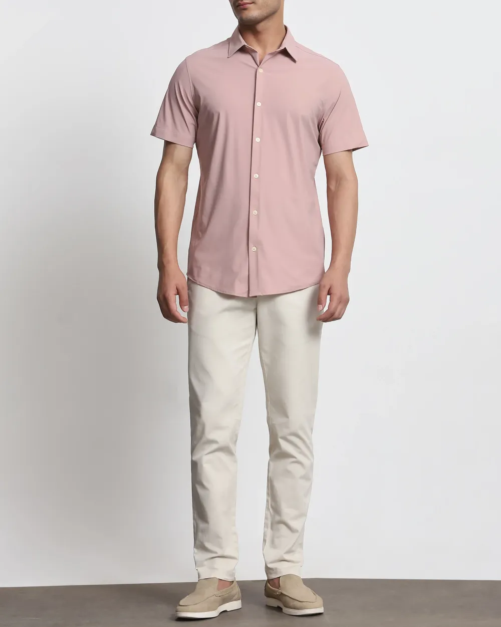 Leisure Simple Slim-Fit Breathable Pink Shirt