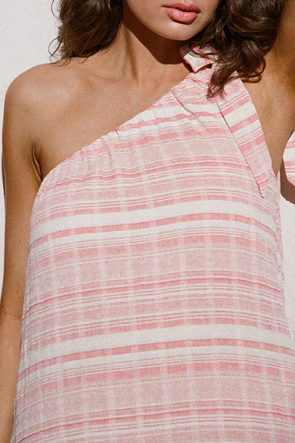 One Shoulder Striped Maxi Dress