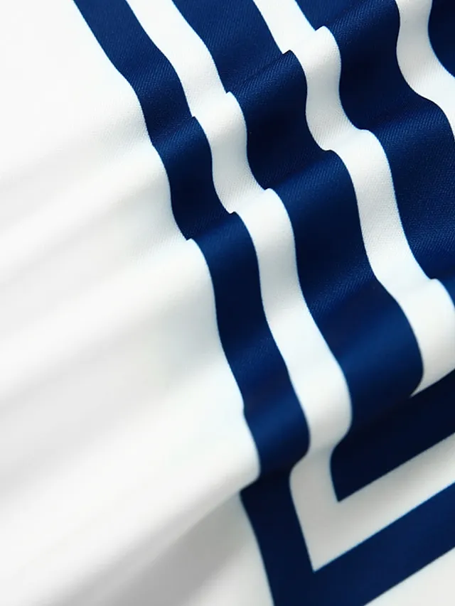 Women's Casual Dress Shift Dress Midi Dress Black and white stripes Green Dark Blue Half Sleeve Color Block Button Summer Spring V Neck Basic Vacation 2023 S M L XL XXL 3XL