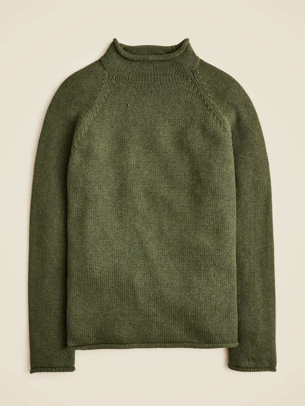 Olive Green Mock Neck Knit Sweater