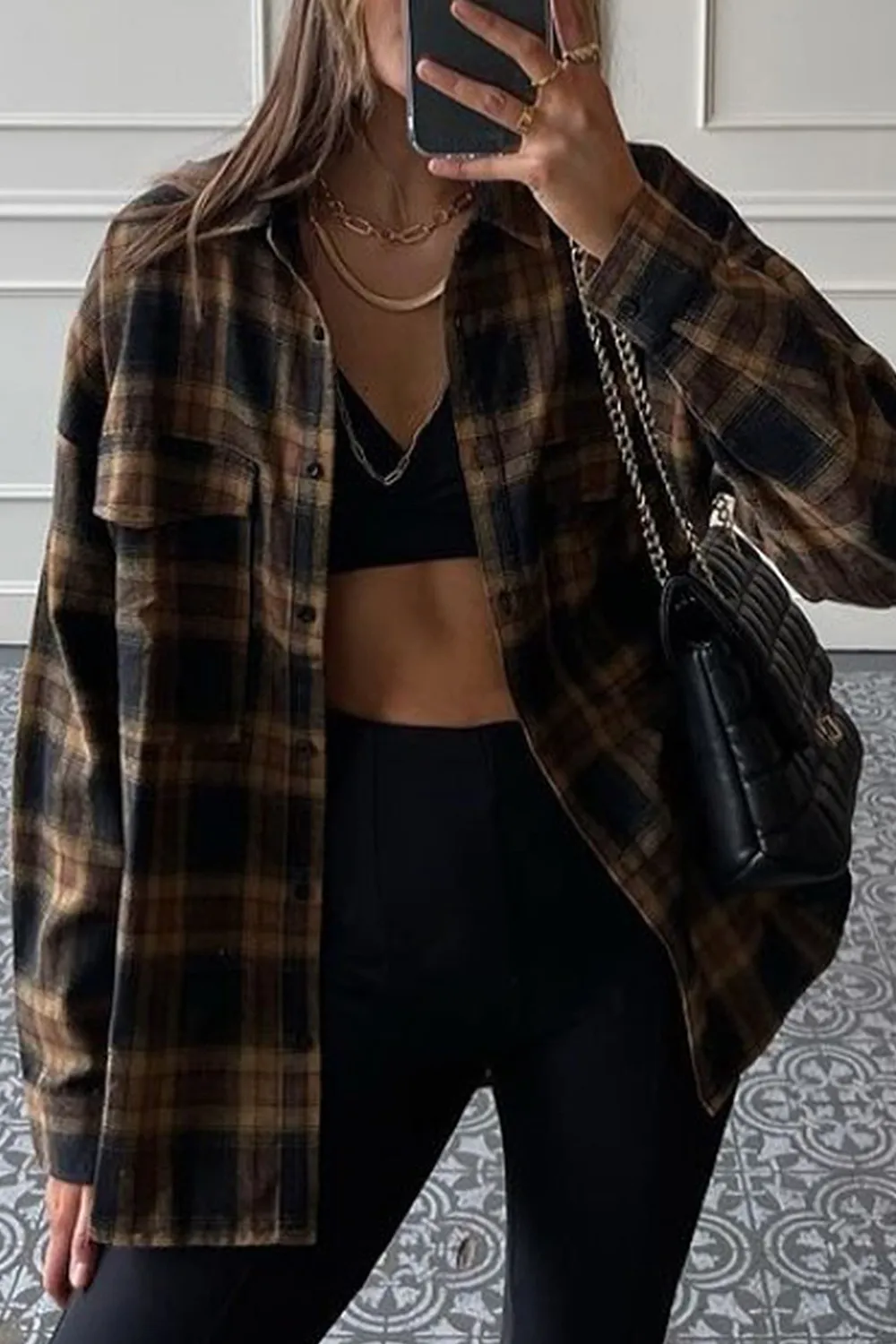 Brown And Black Flannel Plaid Shirt