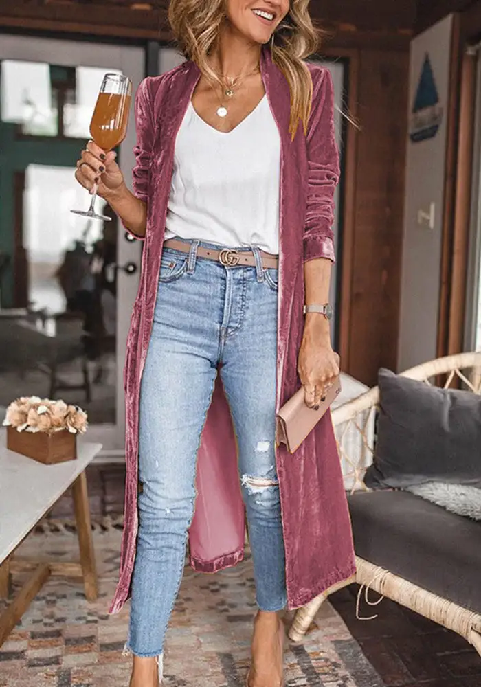 Cheering My Way Velvet Kimono Coat