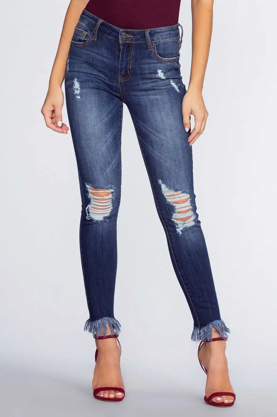 Skinny Ripped Cropped Jeans