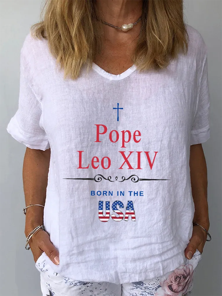 Women's Pope Leo Xiv Born In The USA Shirt