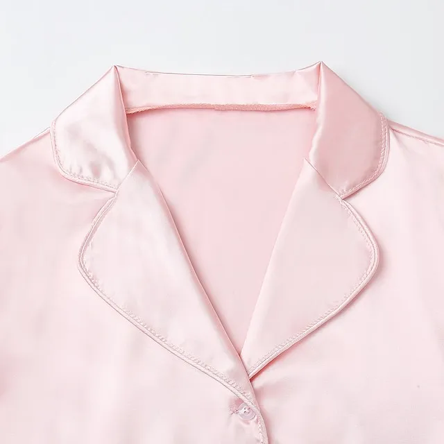 Women's Gift Loungewear Pajamas Sets Home Party Valentine's Day Feather Pure Color Silk Simple Soft Shirt Pant Fall Spring Summer Lapel Long Sleeve Long Pant Buckle Pocket