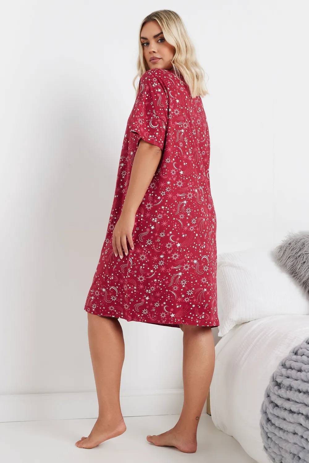 YOURS Curve Blue Celestial Print Sleep Tee Nightdress