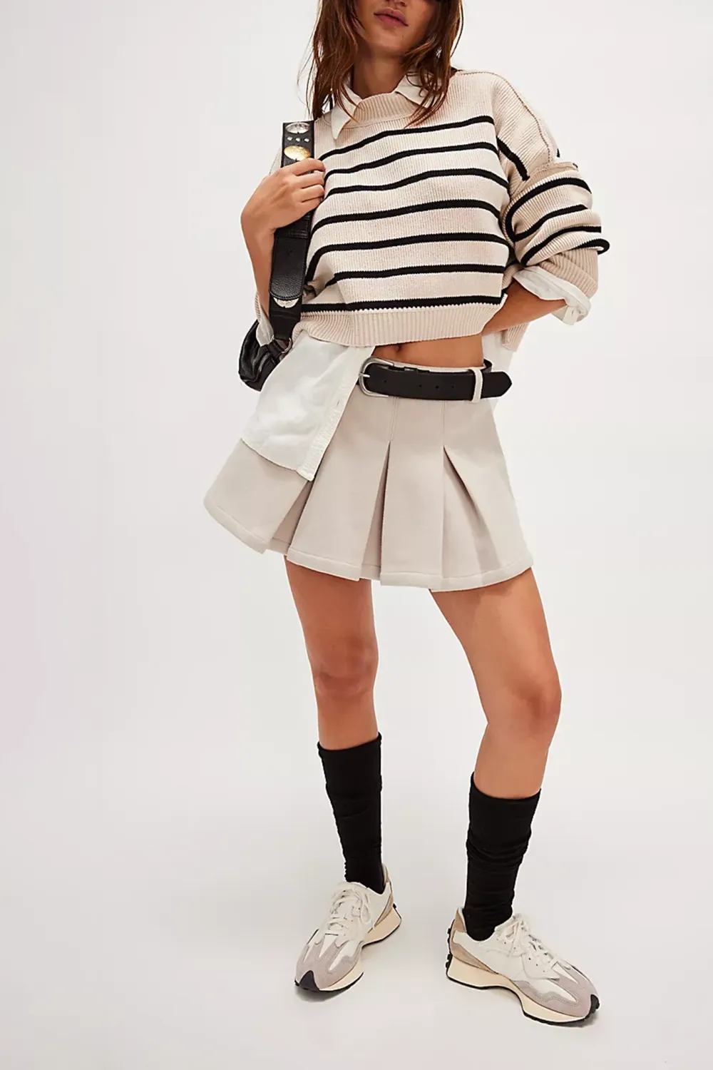 Pleated High Waisted Mini Skirt