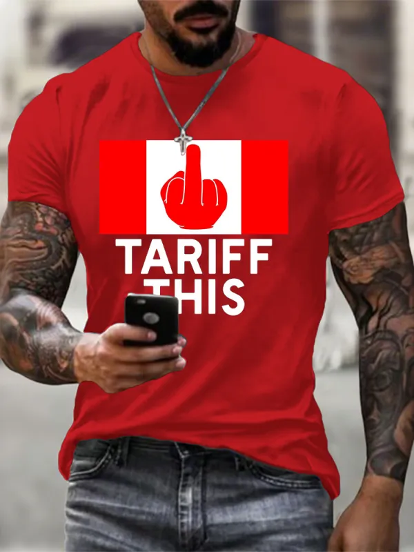 Men'S Short Sleeve Crew Neck Cotton Print T-Shirt