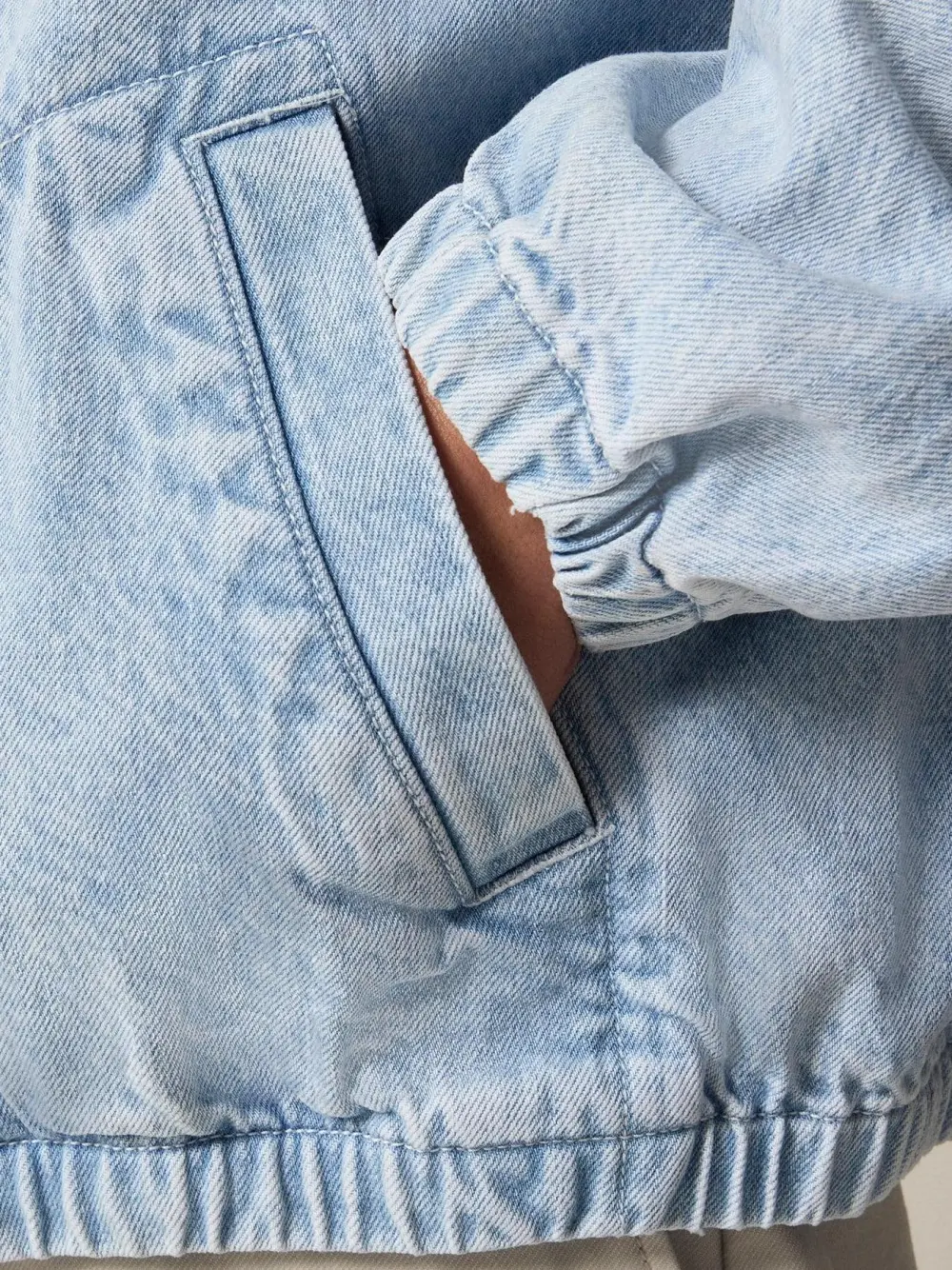 Light Blue Denim Snap Front Jacket