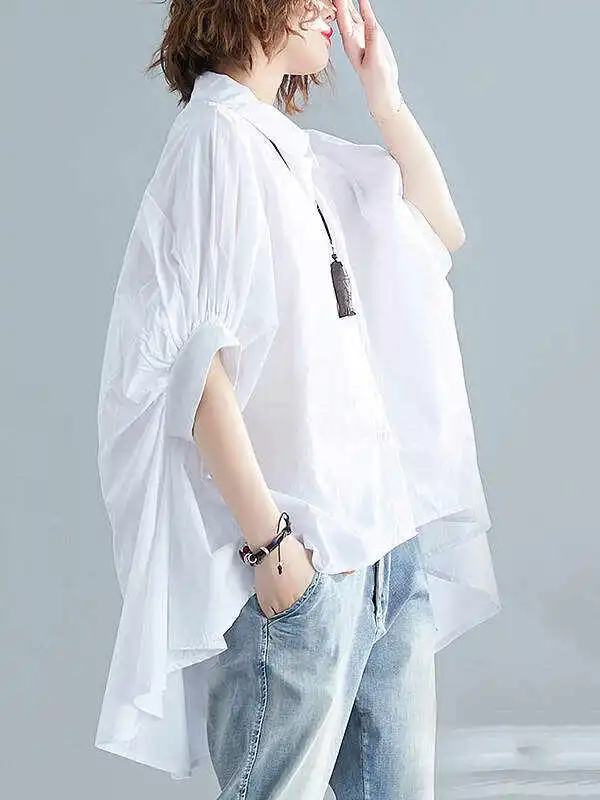 Irregular High-Low Oversize Batwing Sleeve Shirt