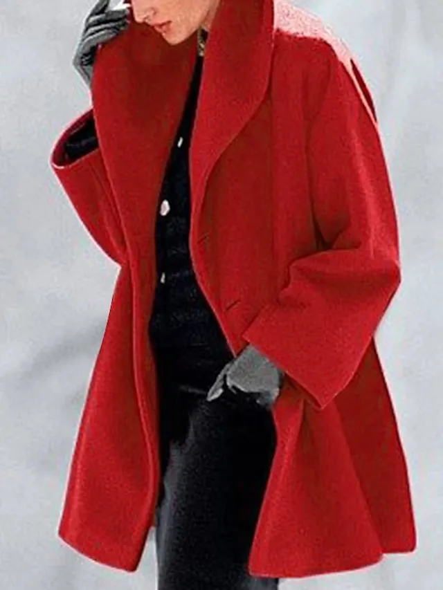 Women's Coat Regular Hooded Coat Camel Green White Black Gray Basic Essential Street Fall Lapel Regular Fit S M L XL XXL XXXL / Daily / Casual / Solid Color / Winter