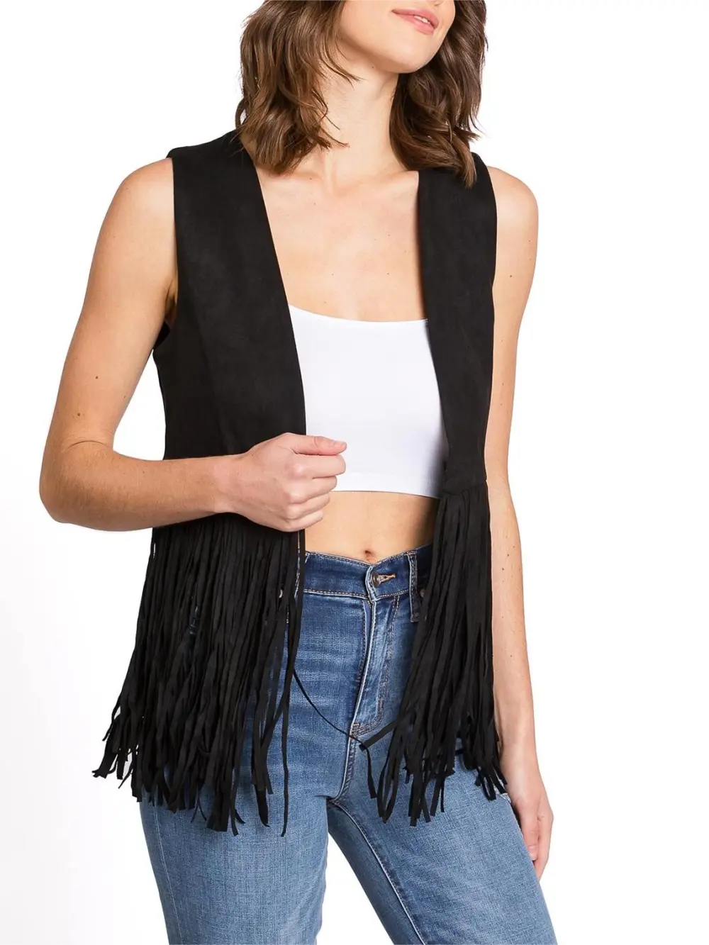 Black Bohemian Fringe Vest