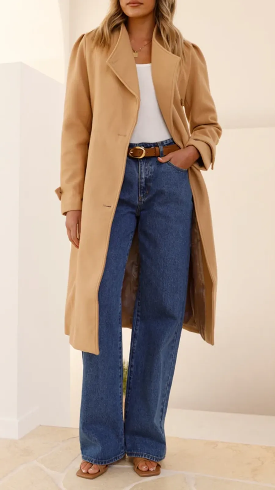 Elongated Button-Down Wool Jacket