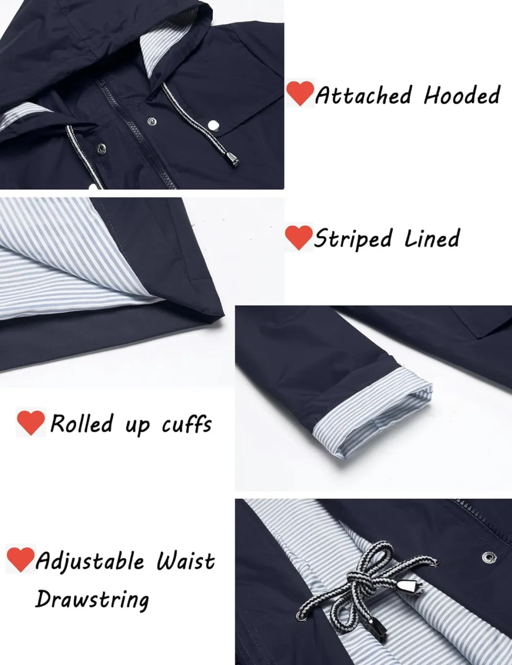 Womens Lightweight Hooded Waterproof Active Outdoor Rain Jacket S-XXL