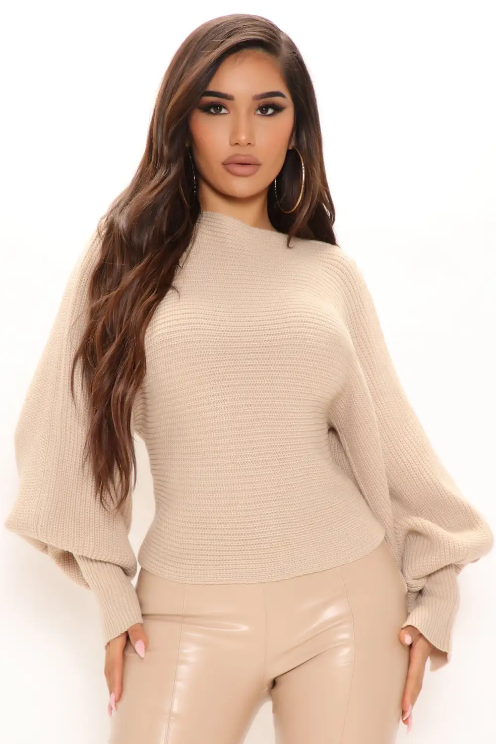 Cozy Mood Balloon Sleeve Sweater - Cream