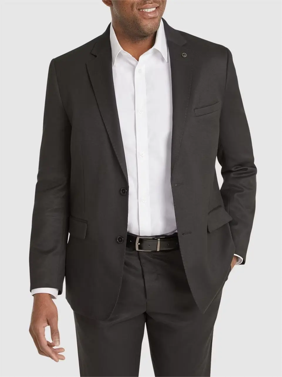 BLACK TEXTURED STRETCH SUIT JACKET