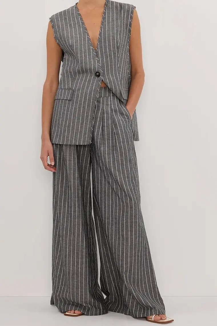 SLATE STRIPE WIDE LEG PANT
