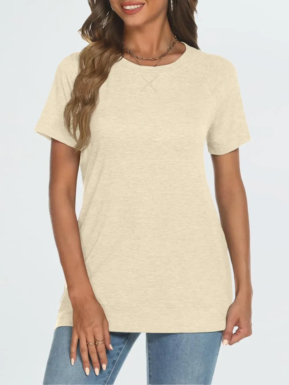 AUTOMET T Shirts Short Sleeve Crewneck Tees for Women Trendy Lightweight Soft Casual Summer Tops Clothes 2024