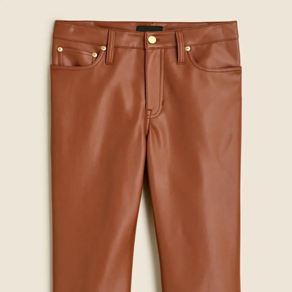 High-Rise Bootcut Pants in Faux Leather