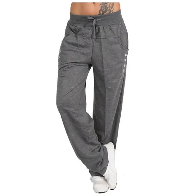 Women's Tactical Cargo Chinos Slacks Pants Trousers Cotton Blend Black Navy Blue Light Grey Mid Waist Casual / Sporty Boho Casual Leisure Sports Pocket Micro-elastic Full Length Comfort Plain S M L