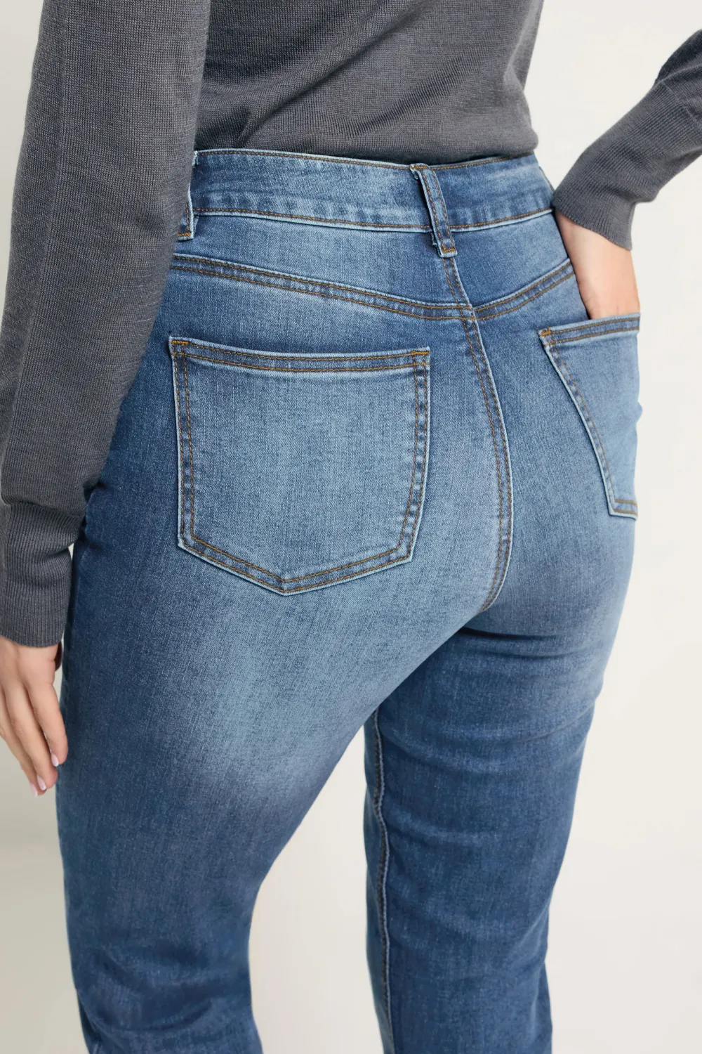 Button Straight Leg Casual Jeans