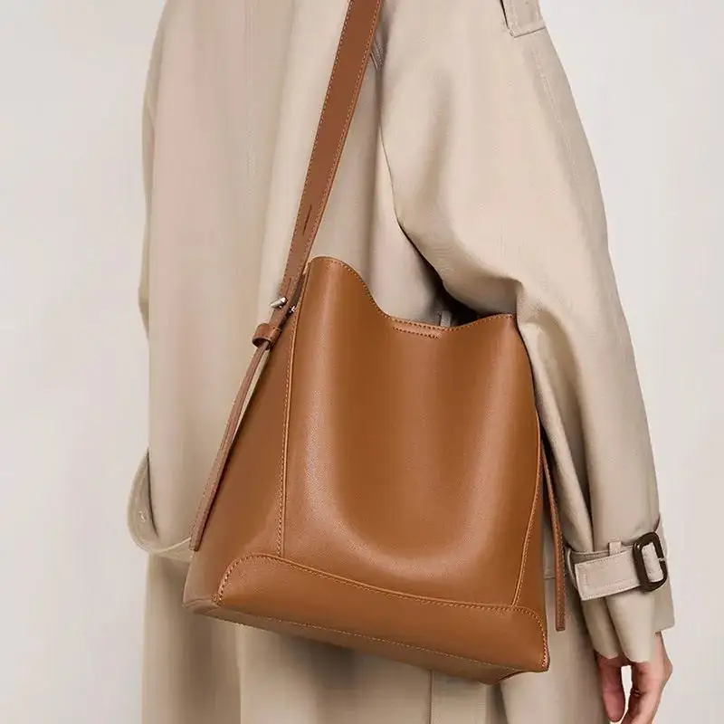 Roomy Leather Bucket Bag