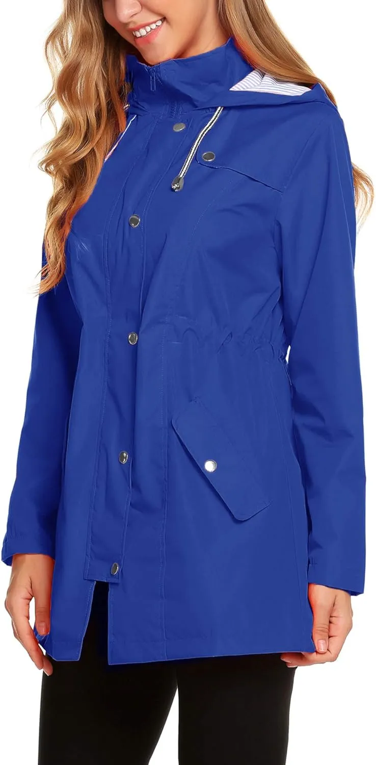 Womens Lightweight Hooded Waterproof Active Outdoor Rain Jacket S-XXL