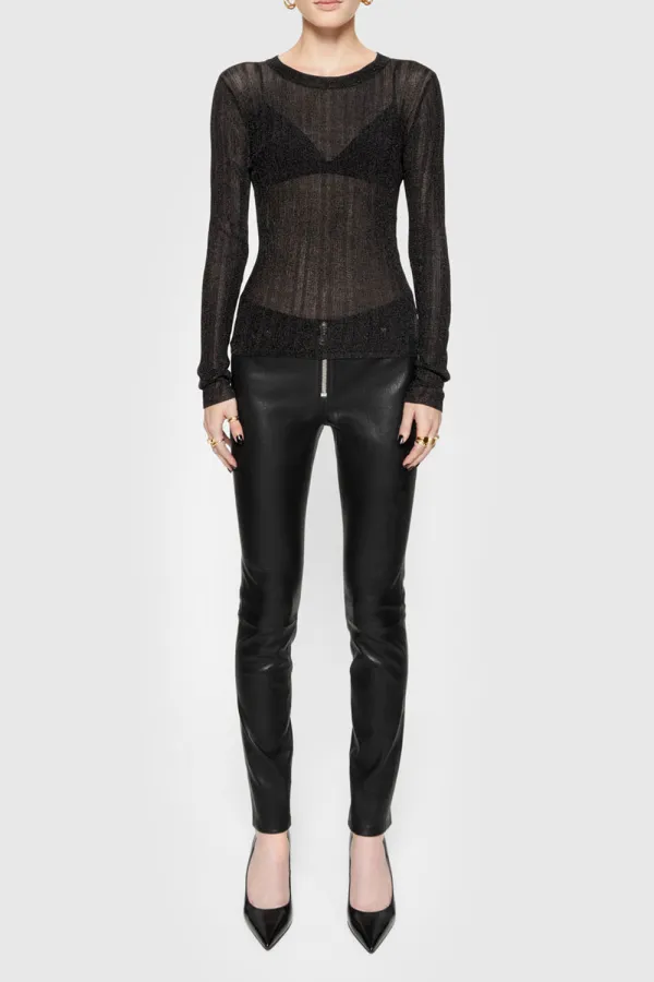 Women's Black Leather Trousers