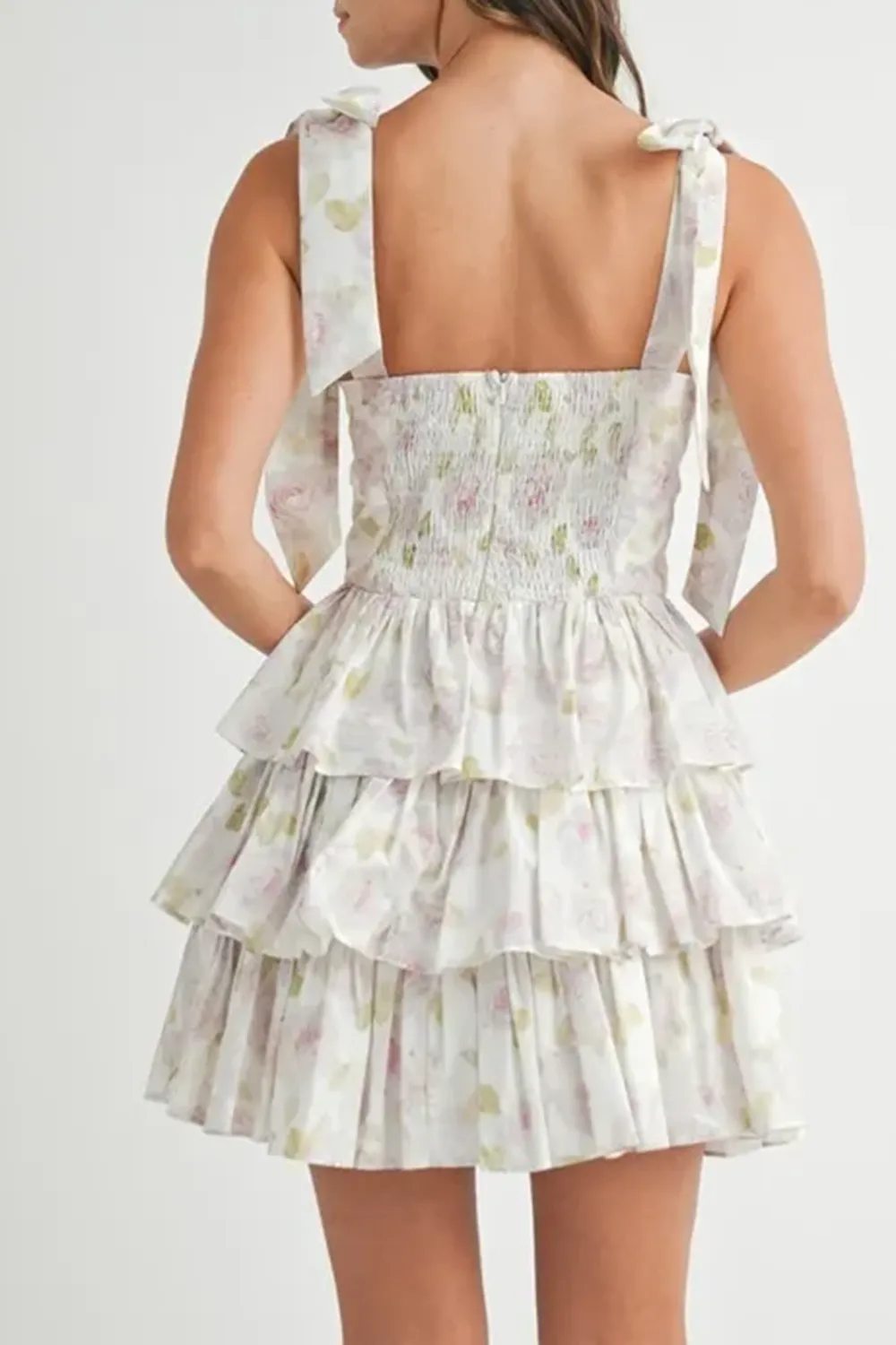 Elegant Ballet Style Slim Floral White Dress