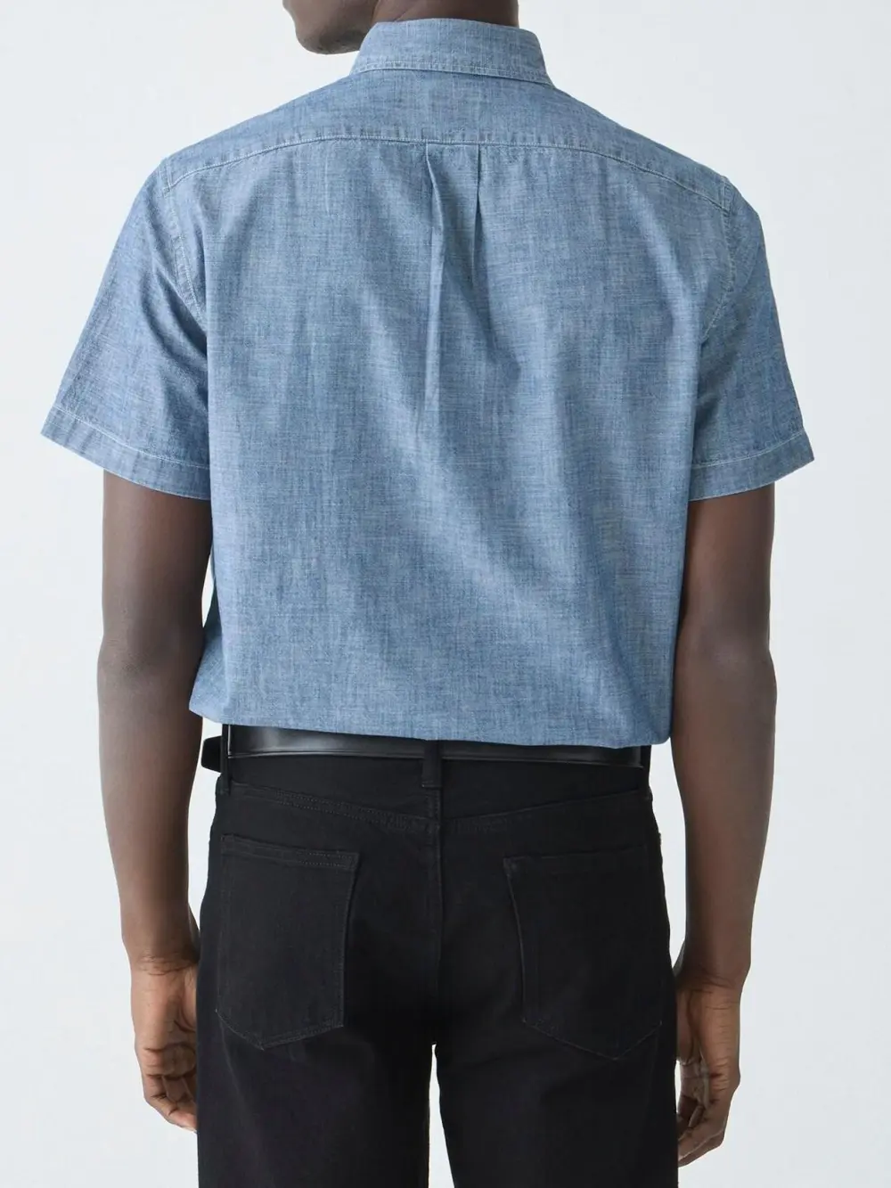 Light Blue Short Sleeve Linen Blend Shirt