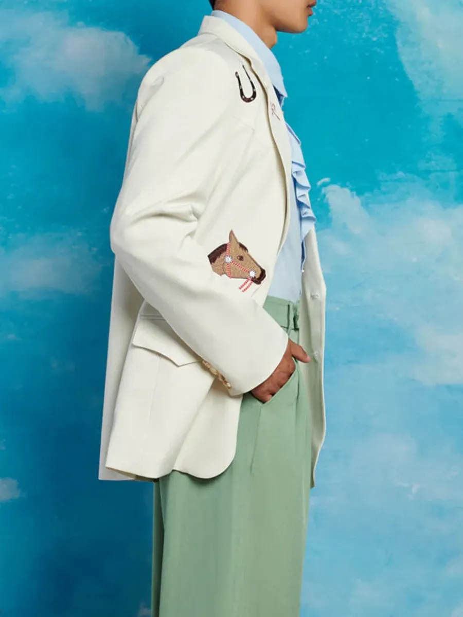 Embroidery Single Breasted Blazer