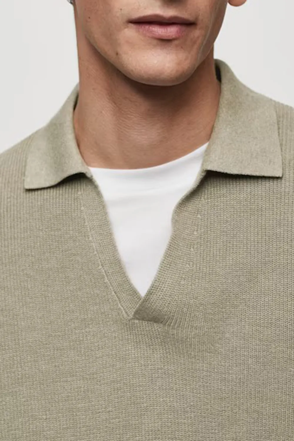 Ribbed Knit Polo Shirt