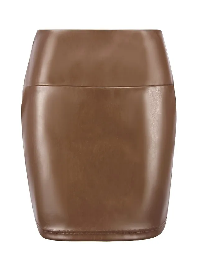 Women's Pencil Bodycon Work Skirts Mini Faux Leather Black Red Brown Skirts Spring High Waist Sexy Daliy S M L