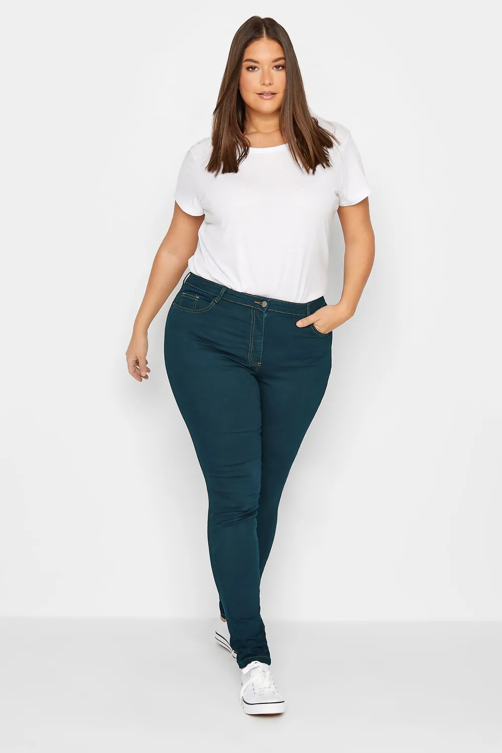 LTS Tall Dark Green AVA Stretch Skinny Jeans