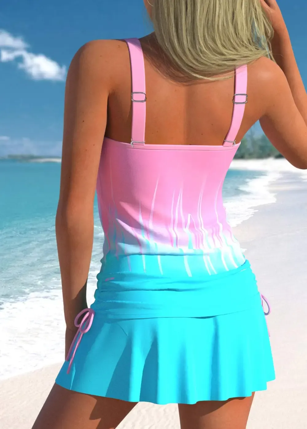 Circular Ring African Tribal Print Navy Tankini Top