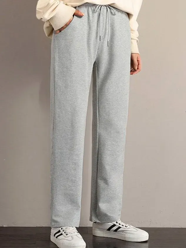 Casual Plain Pockets Lace-Up Sweatpants & Joggers