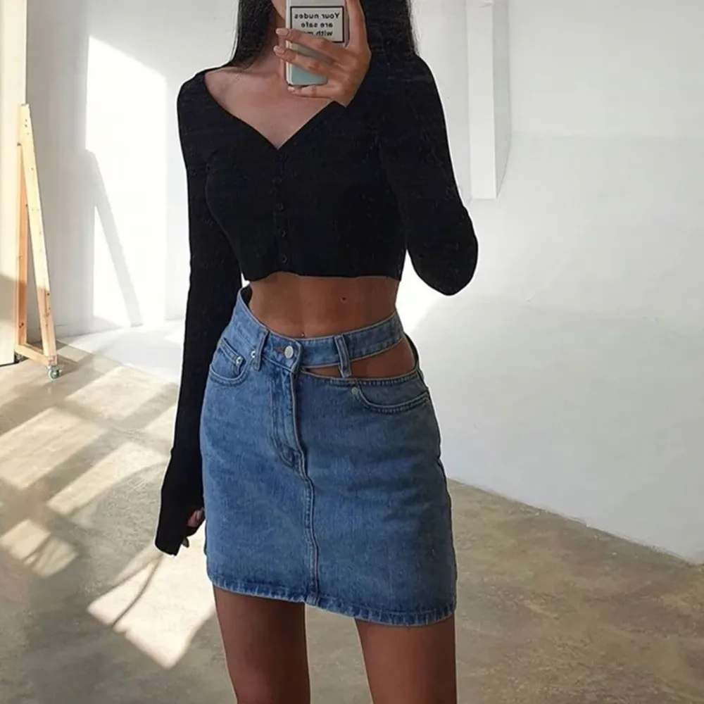Denim Casual High Waist Mini Skirt