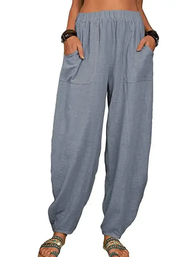 Women's Casual Pocket Loose Trousers