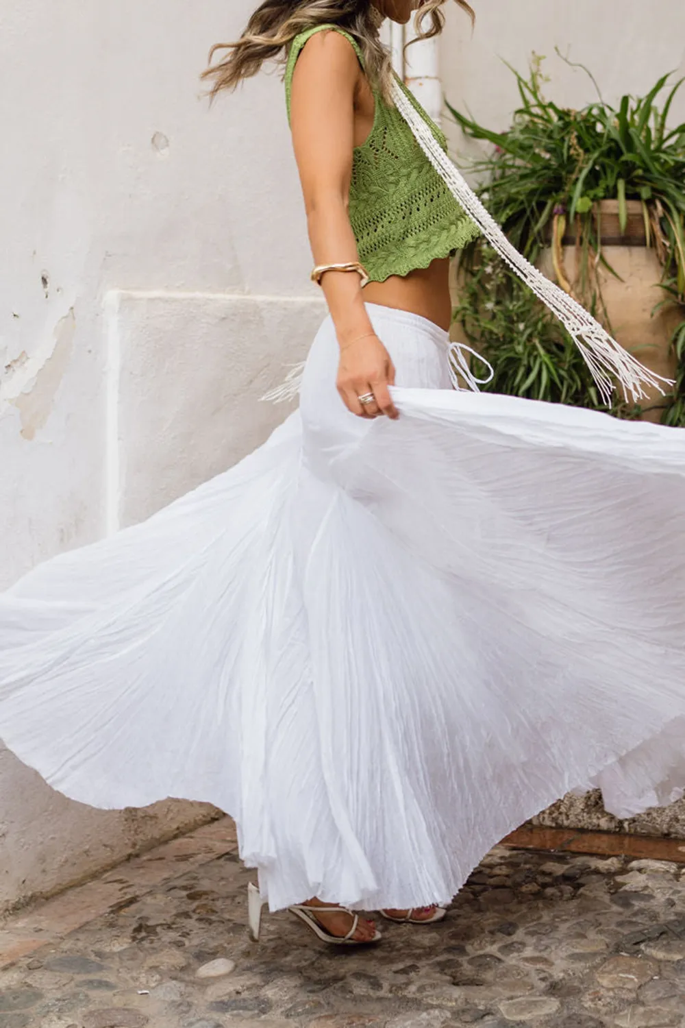 Pure White Drift Maxi skirt