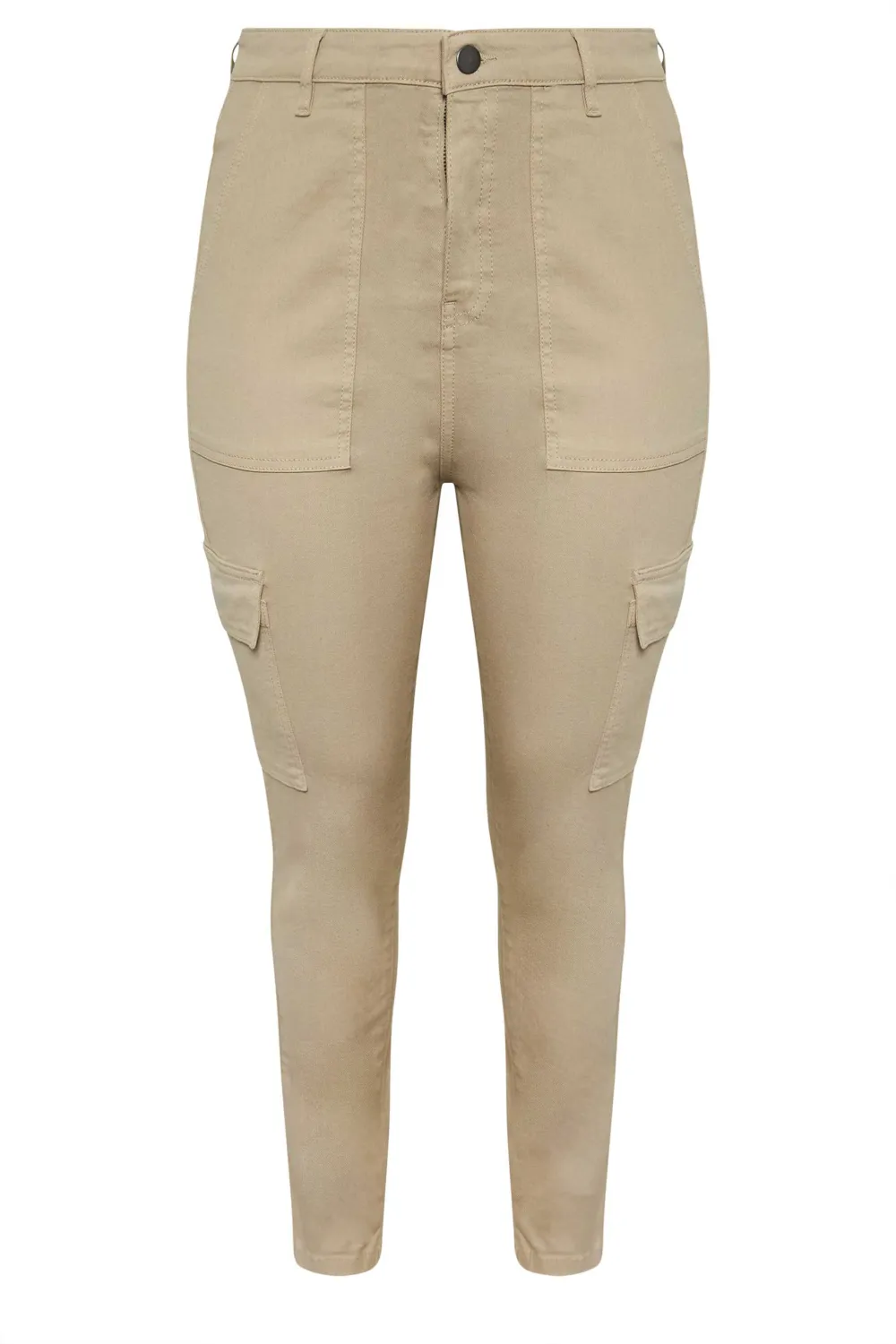 YOURS Curve Light Brown Cargo AVA Jeans