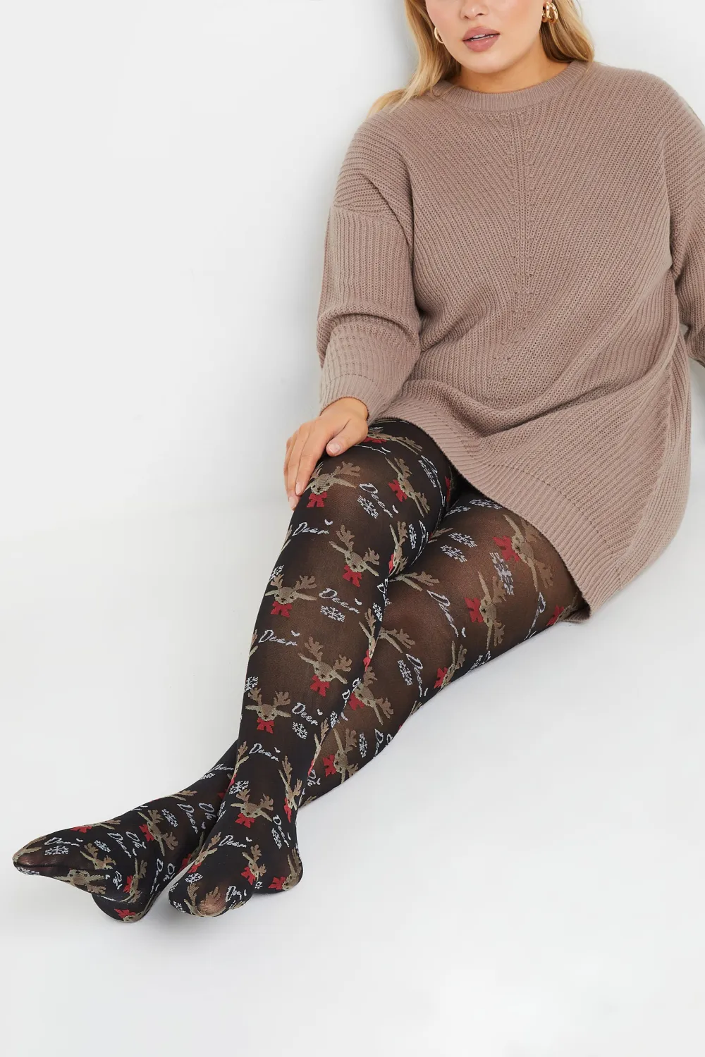 Black 'Oh Deer' Novelty Christmas Tights