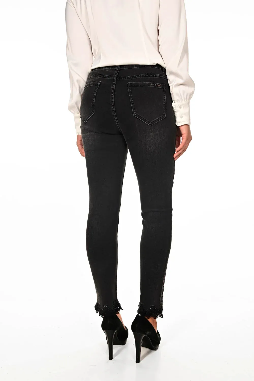 Black Woven Straight - Leg Pants